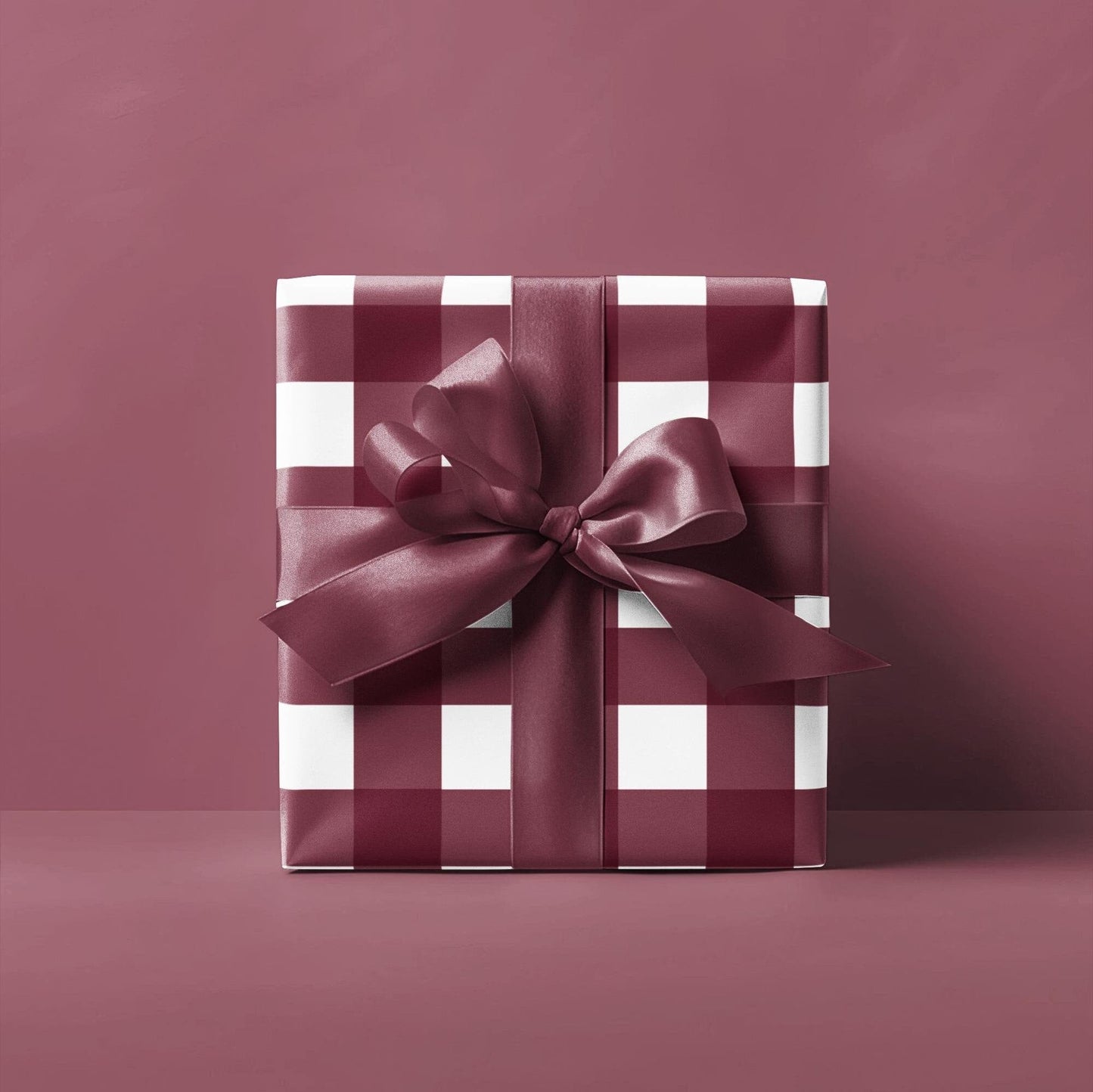 Burgundy Gingham Gift Wrap