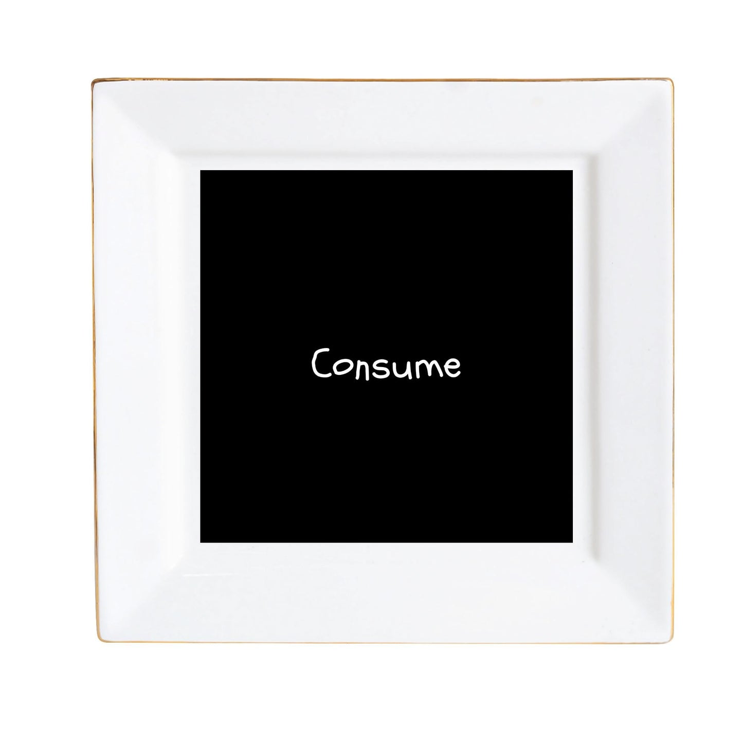 Custom Ceramic Square Dinner Plates Appetizer Plates 1 Pc ,2 Pcs, 4 Pcs - "Consume" - Premium Dinner Plate from Concordia Style Boutique - Just $25.78! Shop now at Concordia Style Boutique