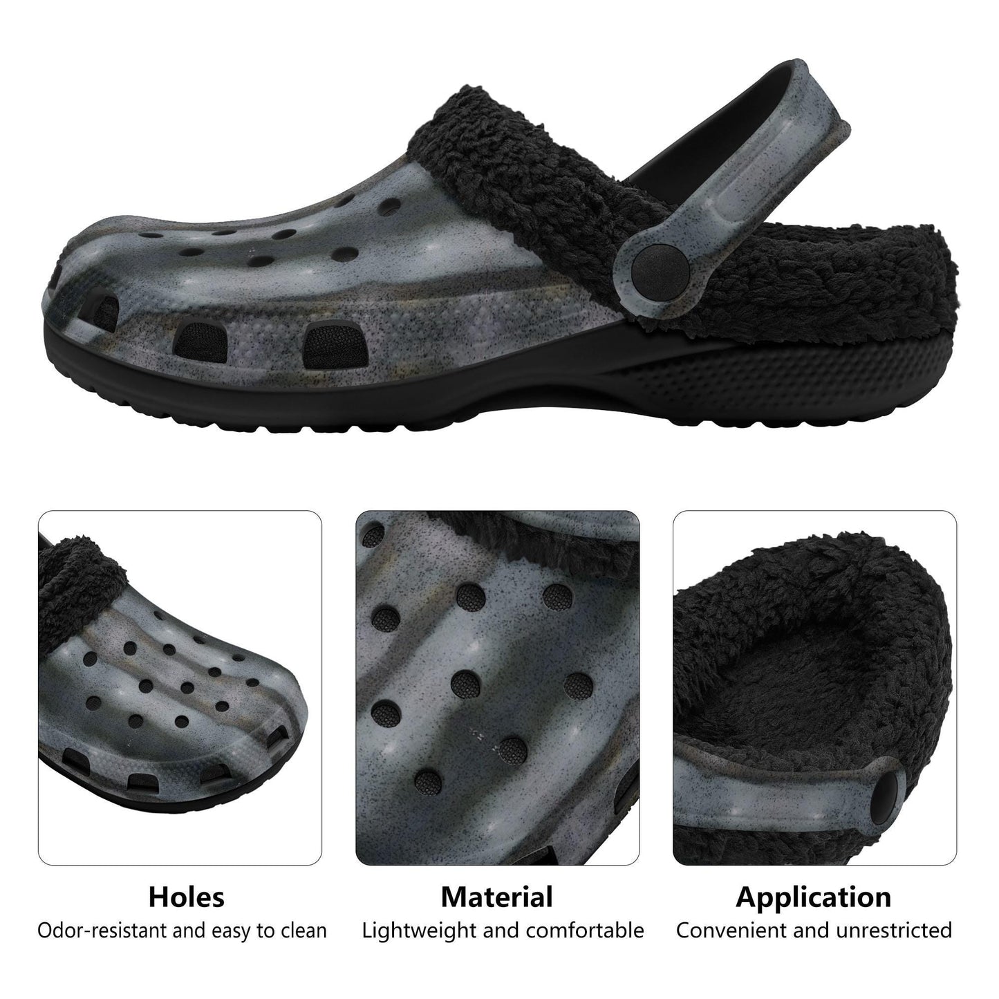 Adults Warm Black House Clogs for Winter-  Fur Lined Garden Slippers - "The Alien" - Premium House Clogs from Concordia Style Boutique - Just $35.98! Shop now at Concordia Style Boutique