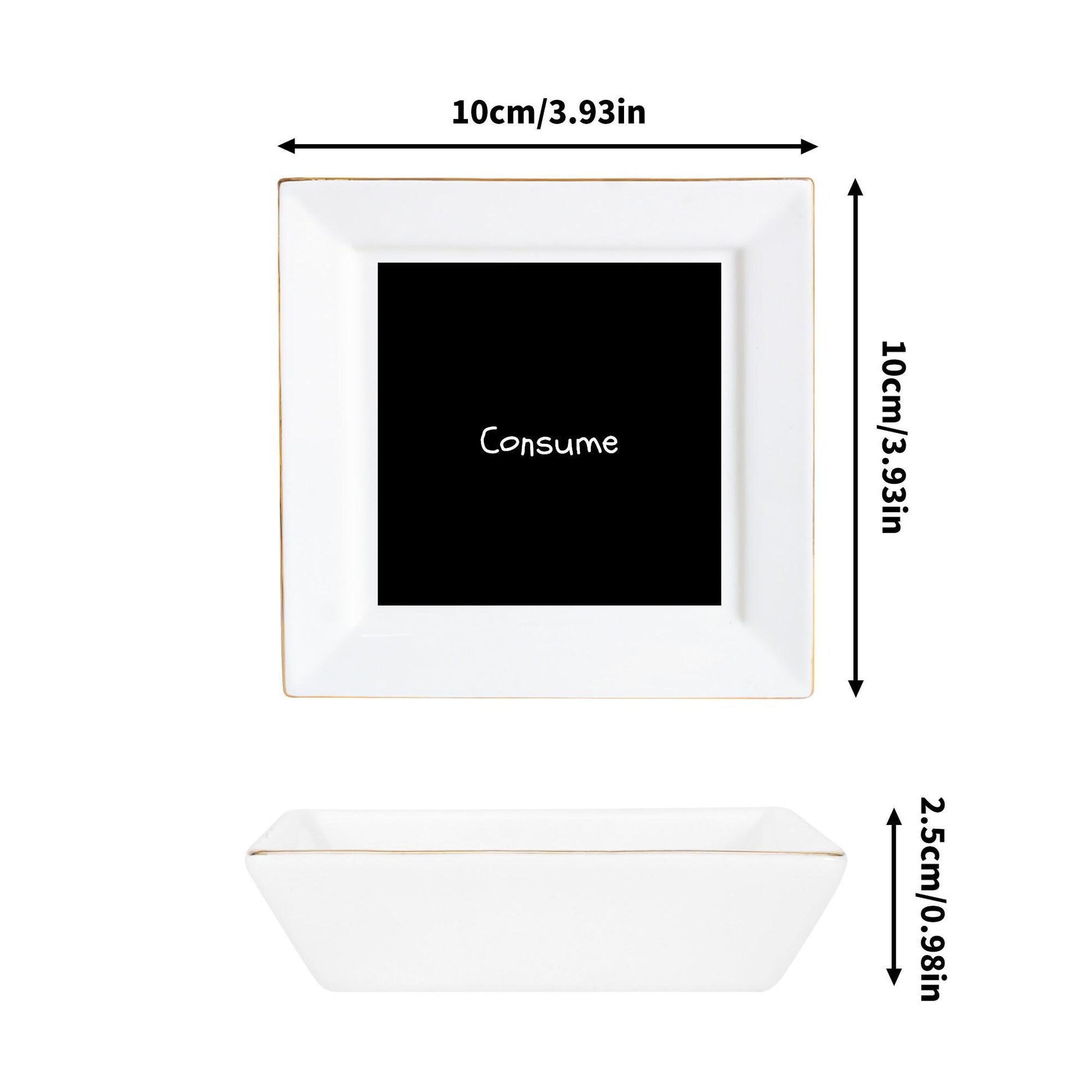 Custom Ceramic Square Dinner Plates Appetizer Plates 1 Pc ,2 Pcs, 4 Pcs - "Consume" - Premium Dinner Plate from Concordia Style Boutique - Just $25.78! Shop now at Concordia Style Boutique