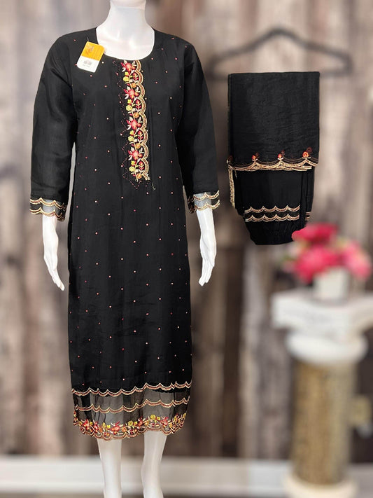 Chanderi silk kurti pant set | salwar suit
