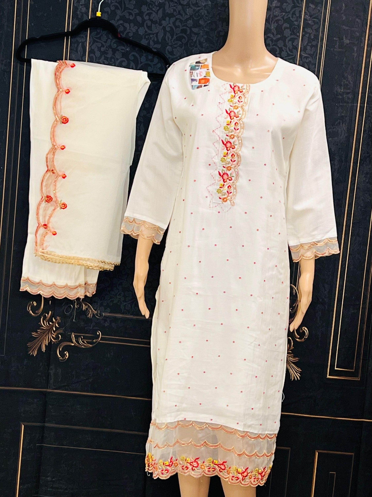 Chanderi silk kurti pant set | salwar suit