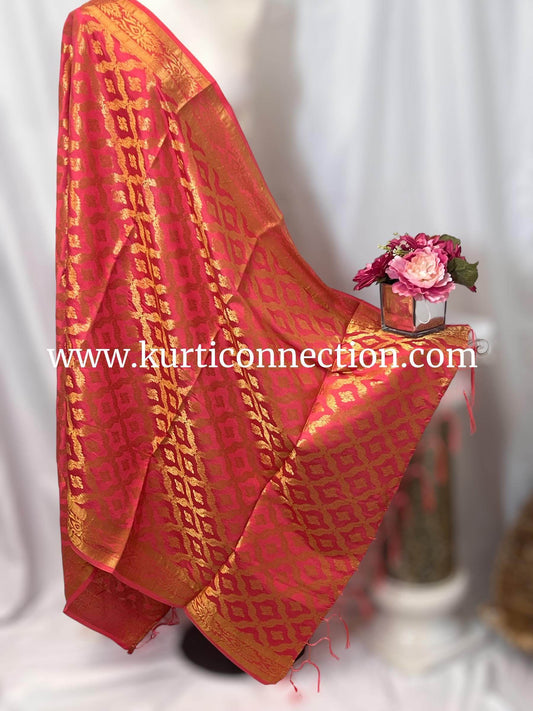 Banarasi dupatta : dark peach