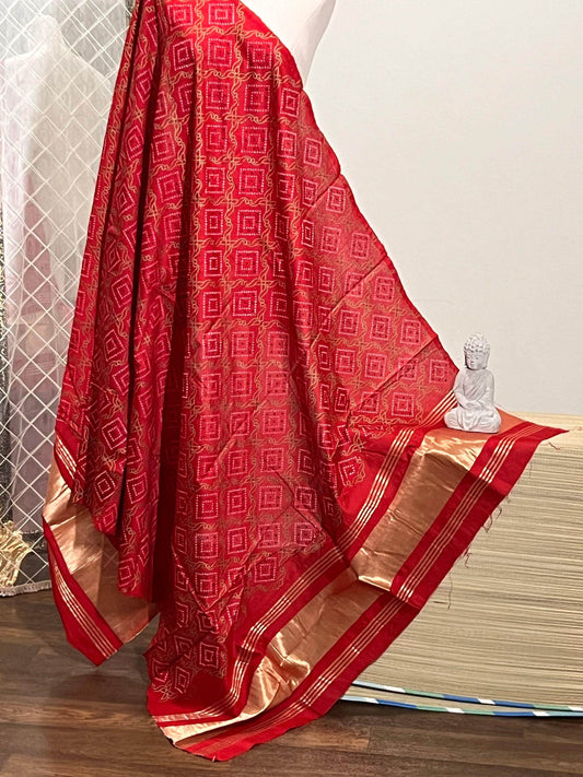 Bandhani print dupatta, cotton silk dupatta with bandhani print