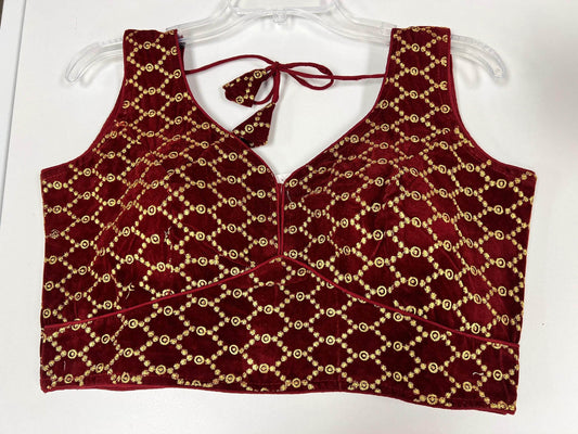 2173 Maroon velvet blouse | readymade blouse for saree