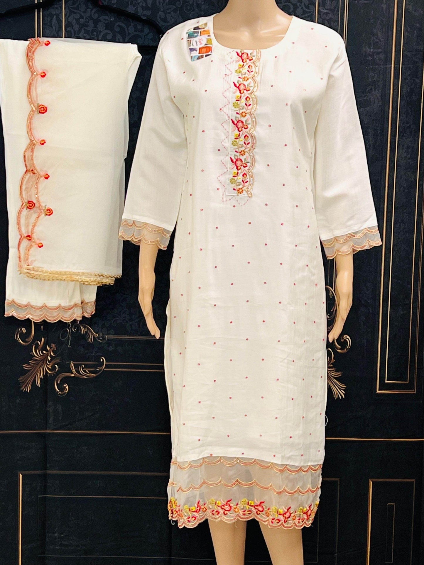 Chanderi silk kurti pant set | salwar suit