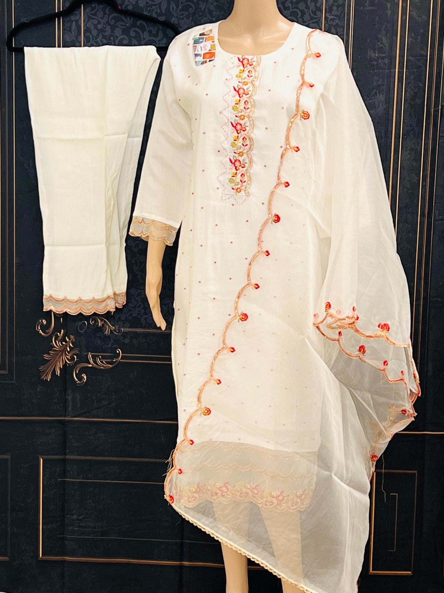 Chanderi silk kurti pant set | salwar suit