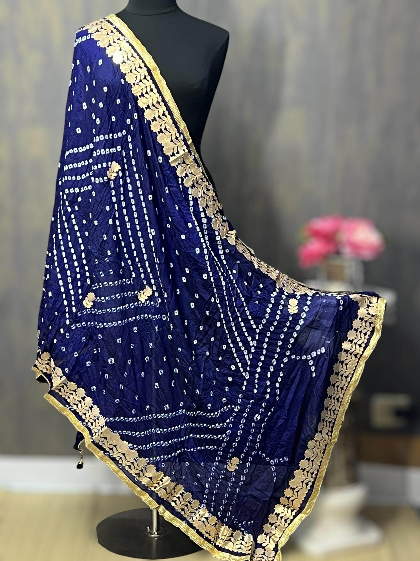 Bandhani dupattas with gota patti work