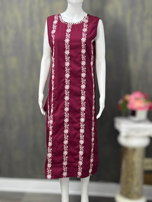 Chiffon chikankari Kurti | three fourth sleeves available