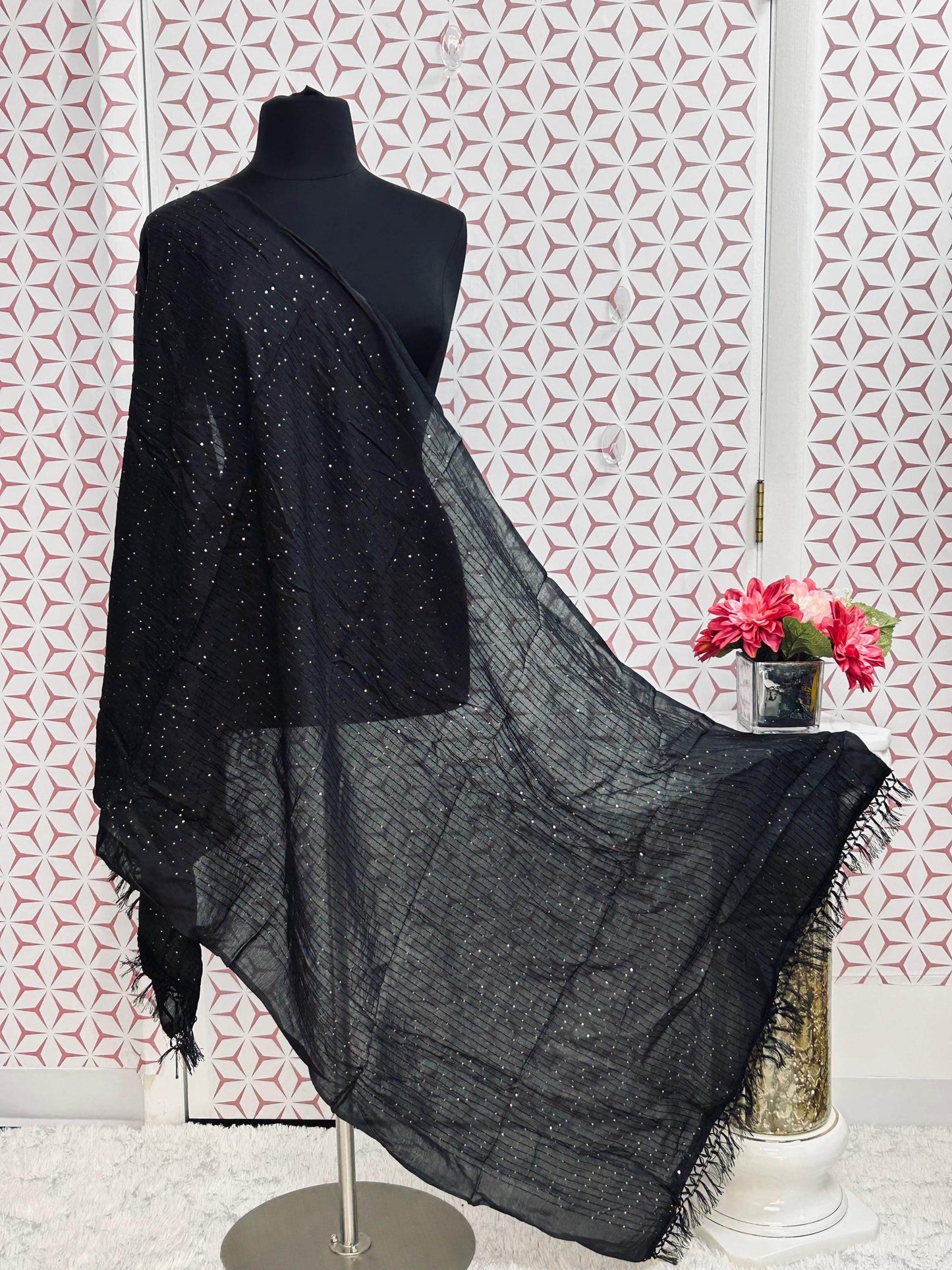 Black sequin dupatta