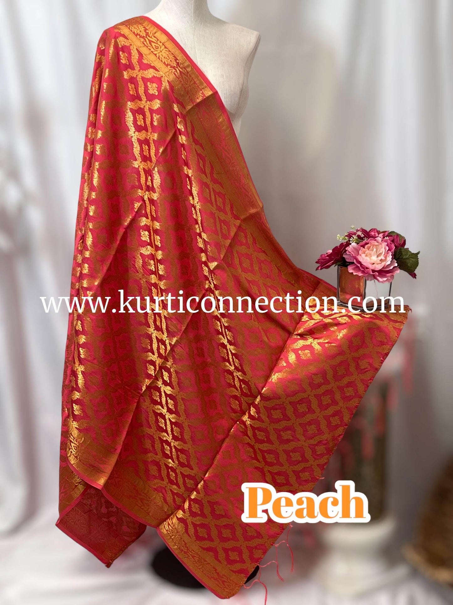 Banarasi dupatta : dark peach