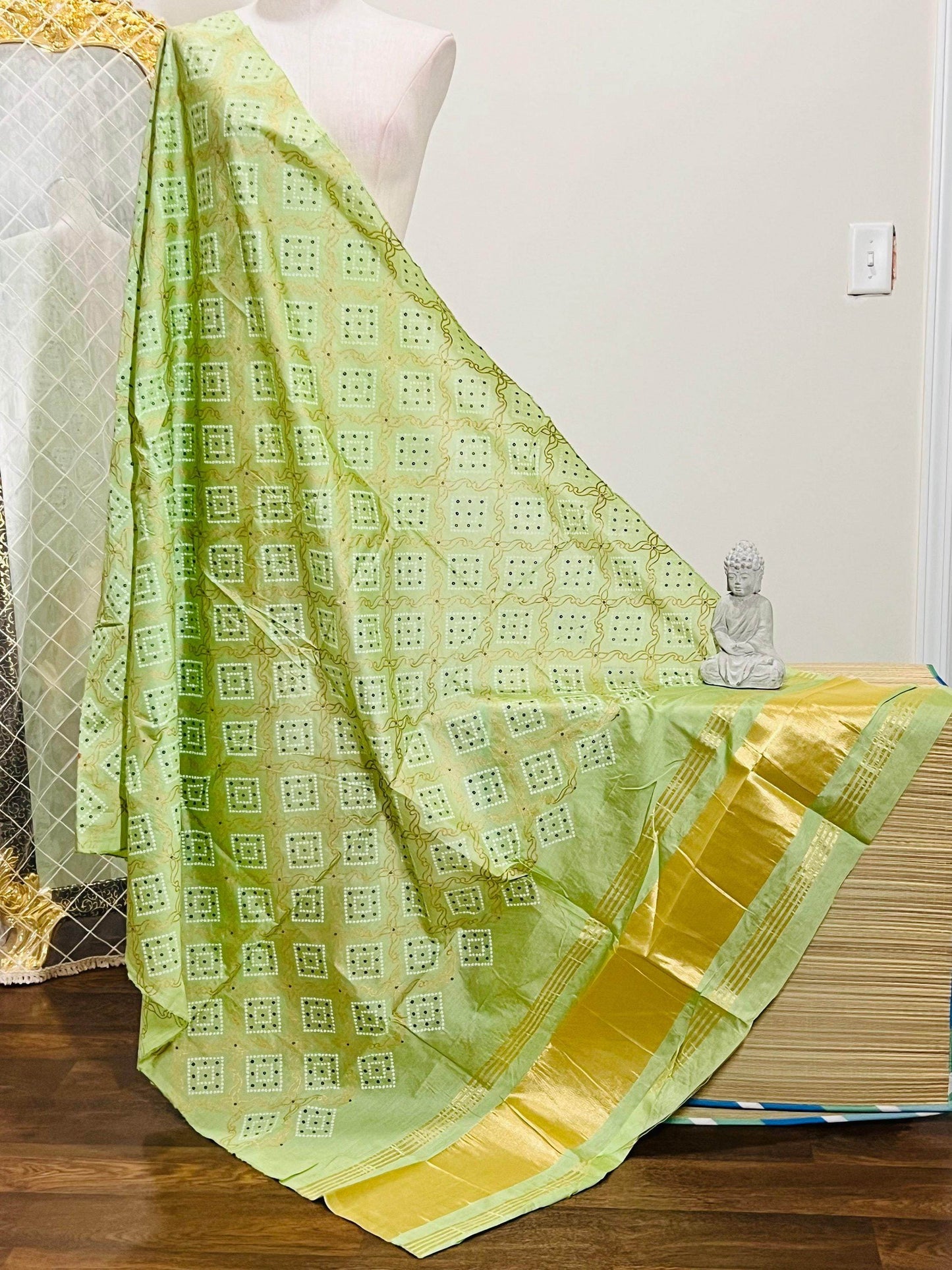 Bandhani print dupatta, cotton silk dupatta with bandhani print