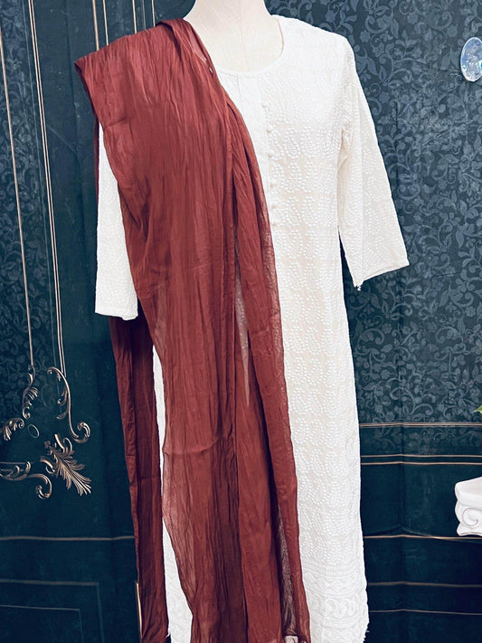 Chocolate brown chiffon dupatta