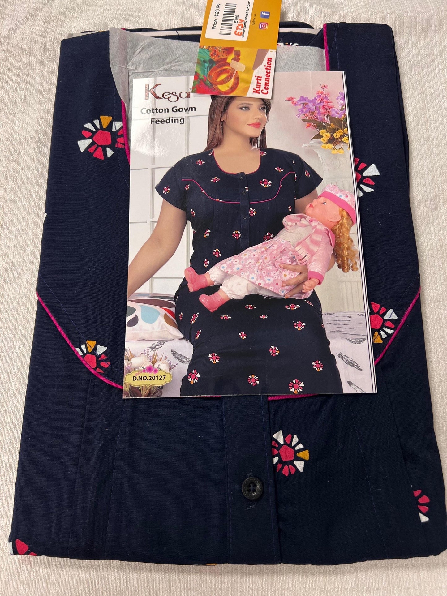 Cotton feeding gown | night gown for new moms