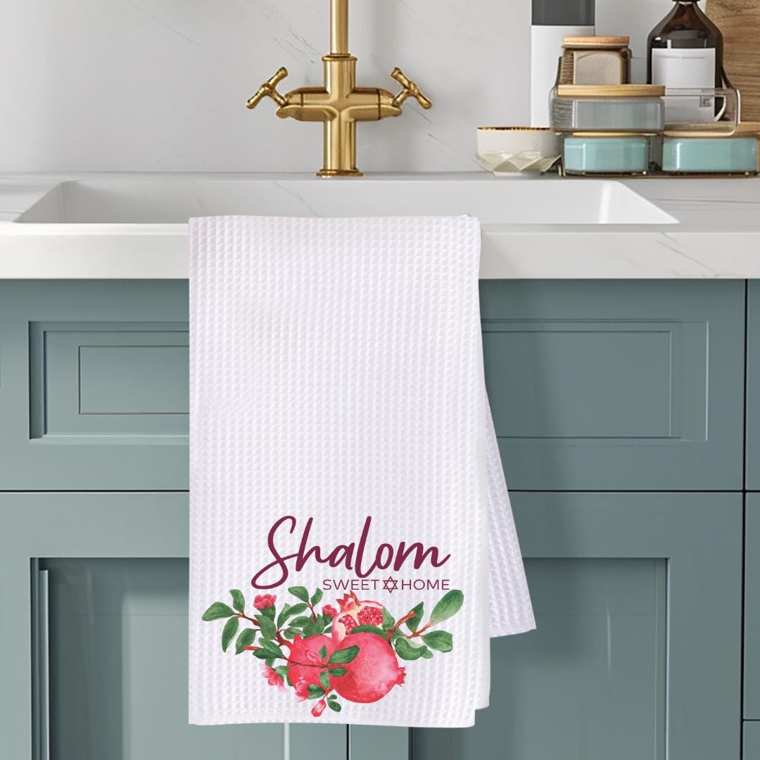 Shalom Sweet Home Pomegranate Rosh Hashana Dish Towel