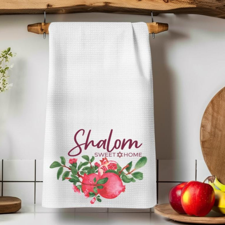 Shalom Sweet Home Pomegranate Rosh Hashana Dish Towel