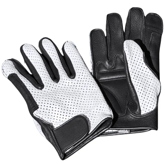 Legendary ILLEST DOZER White Ventilated Short Wrist Outseam Deerskin Motorcycle Gloves