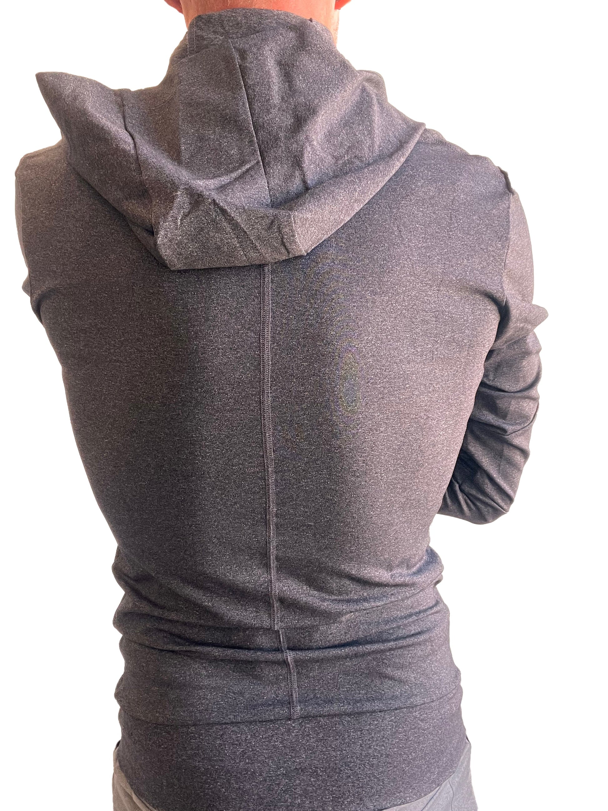 PERFORMANCE-premium Form-fit Crossover Yoga Track Hoodie (Charcoal Heather) - Concordia Style Boutique