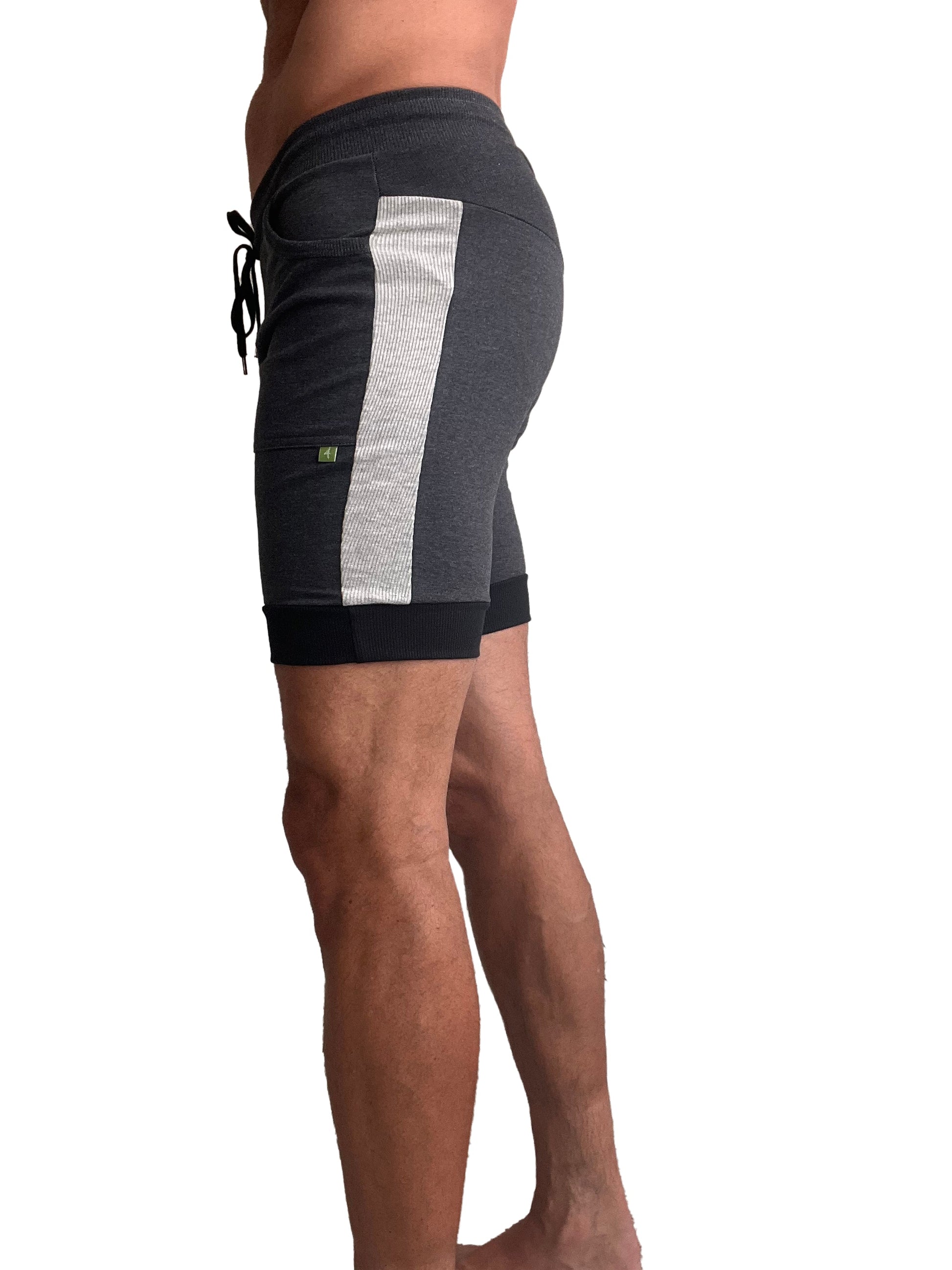 Cuffed Yoga Short (Charcoal w/Grey & Black) - Concordia Style Boutique