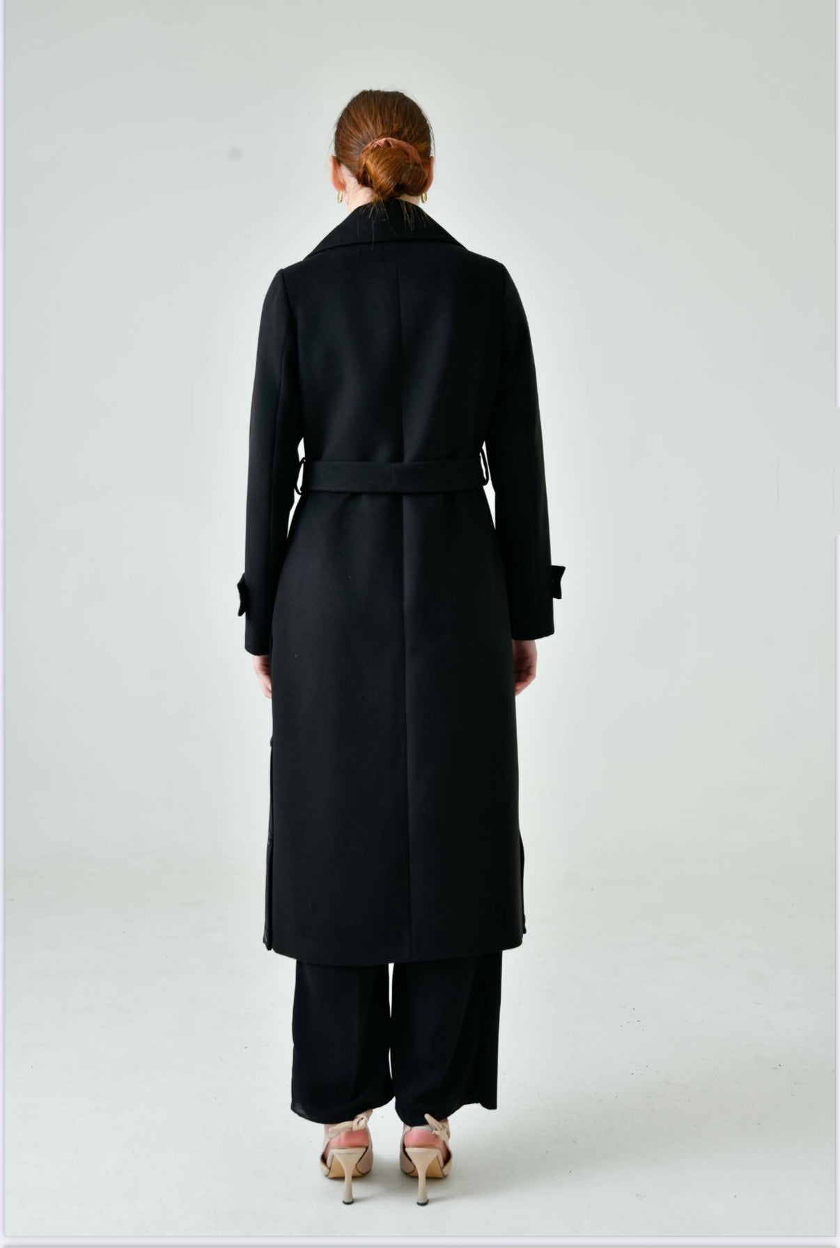 Camille Cashmere Blend Coat in Black