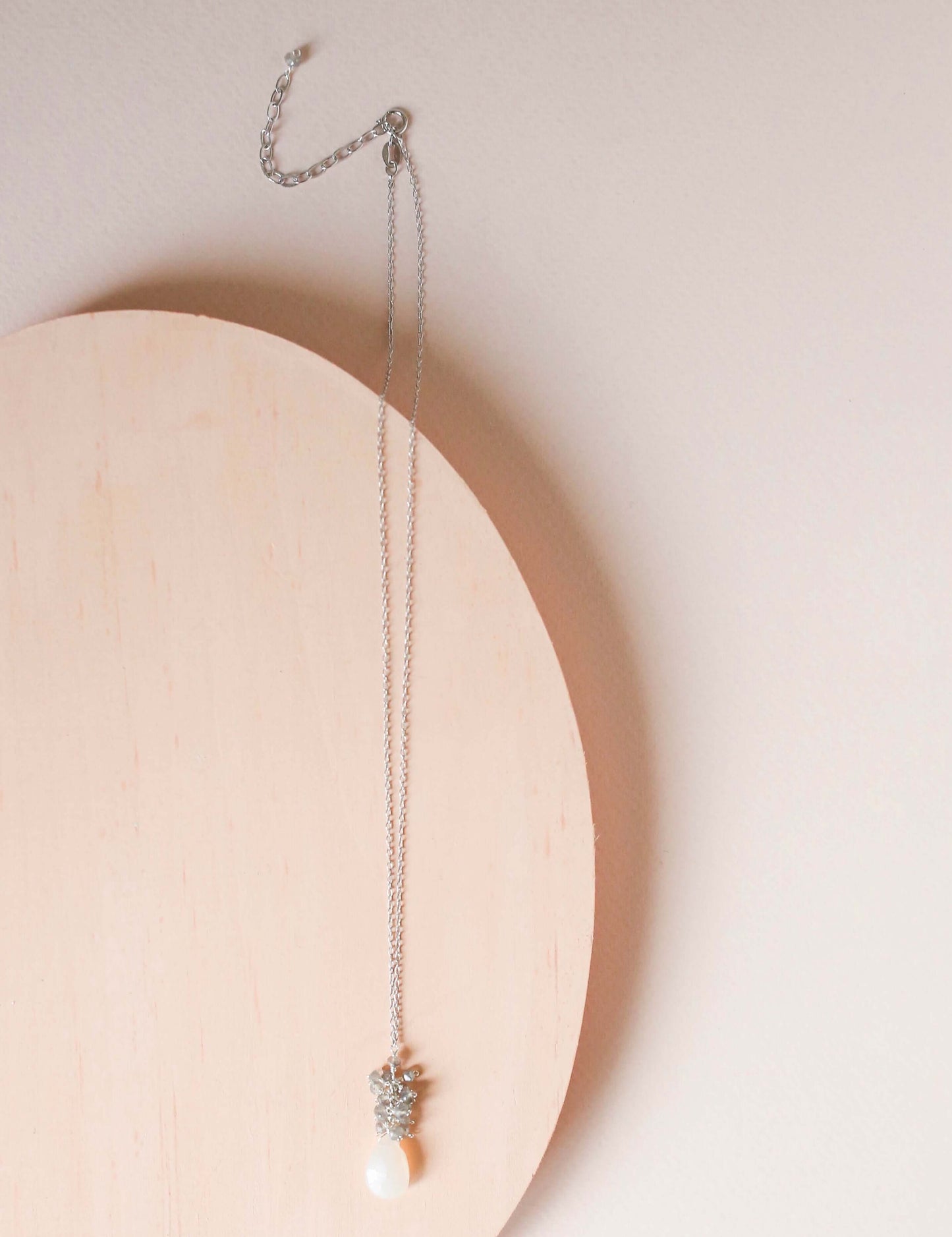 White Chalcedony Silver Cluster Necklace