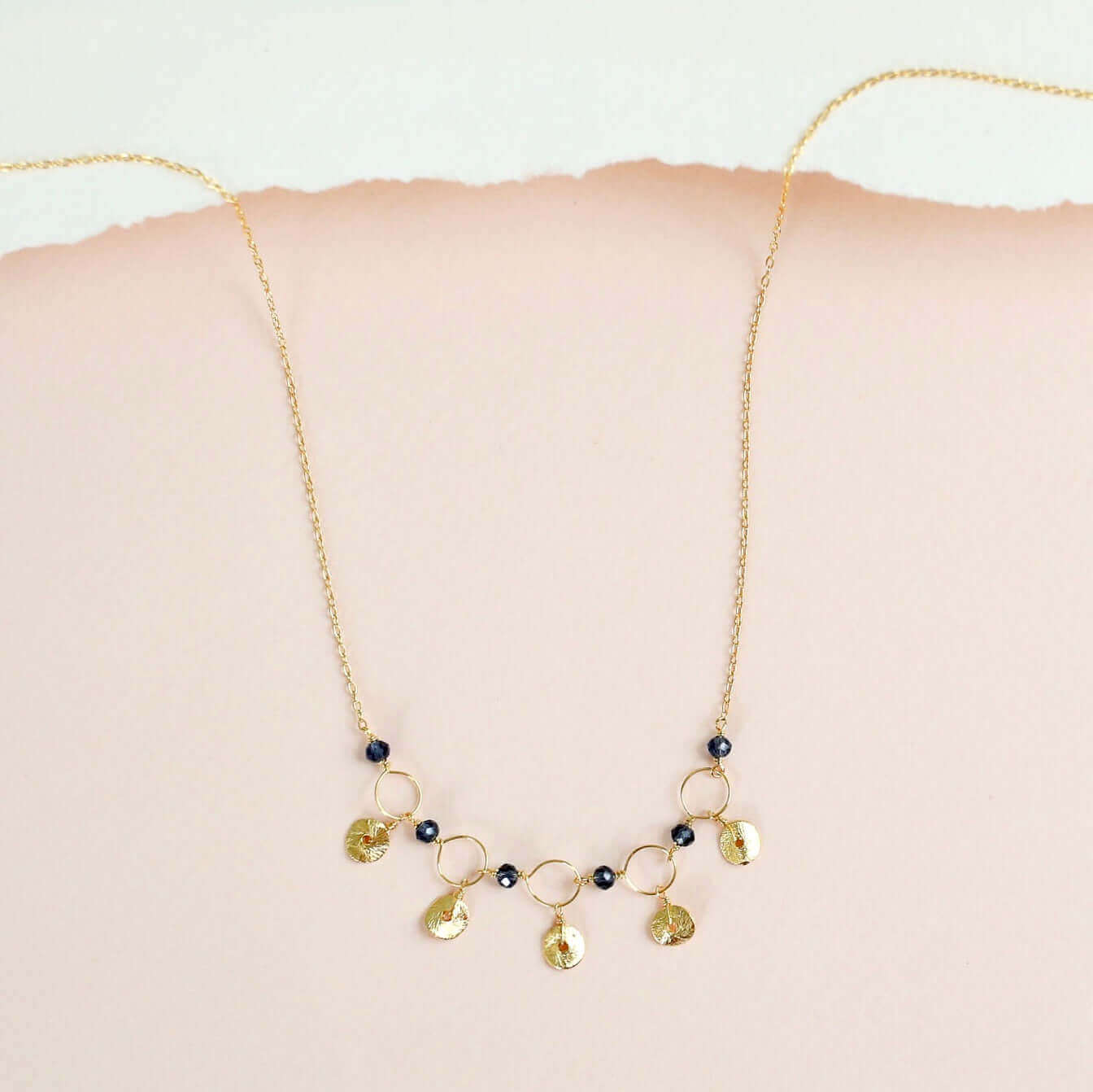 Black Spinel Mini Chain Loop Necklace