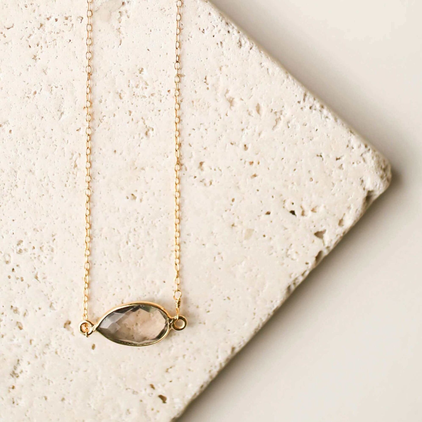 Smoky Quartz Gold Minimalist Necklace