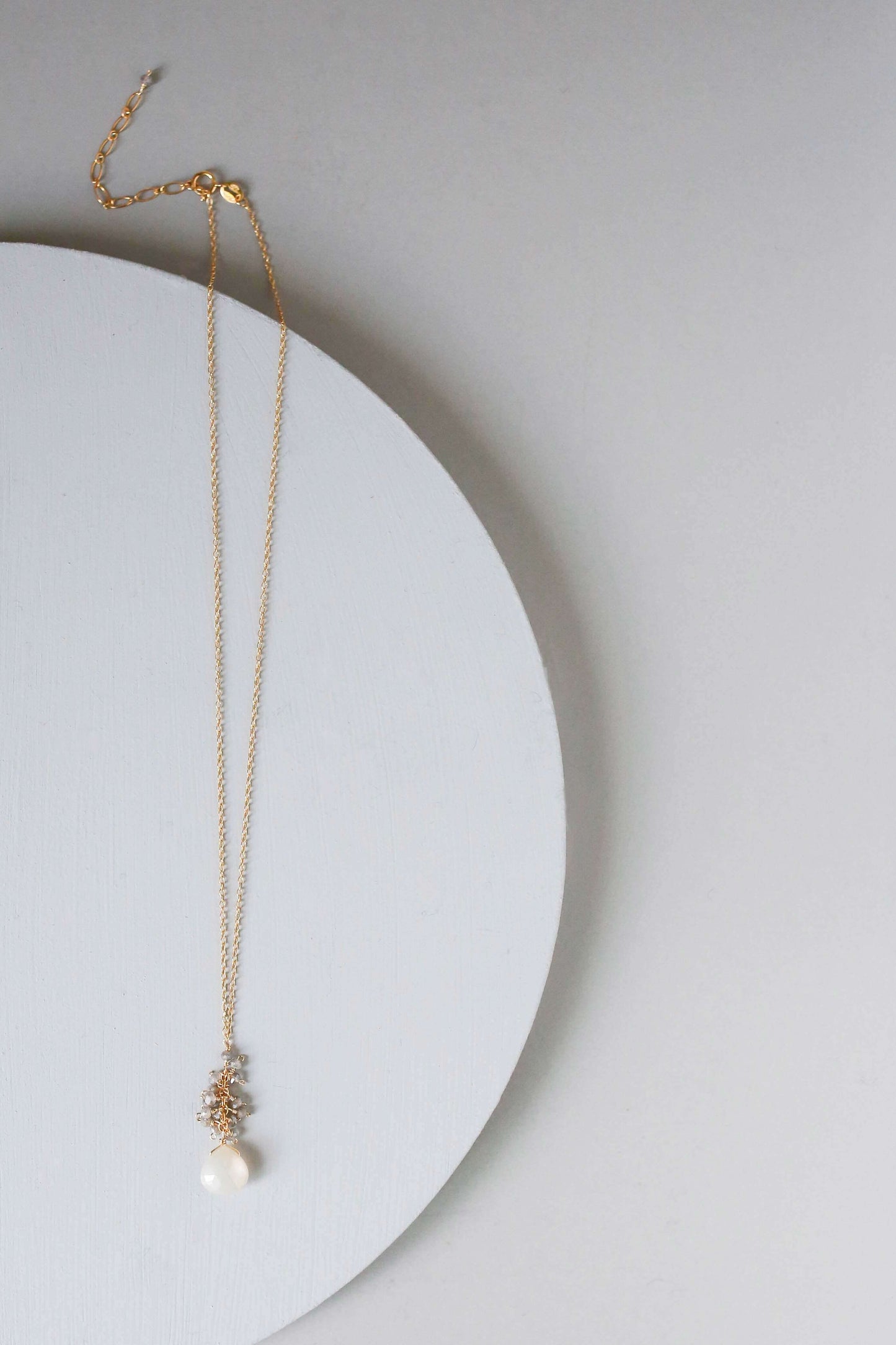 White Chalcedony Silver Cluster Necklace