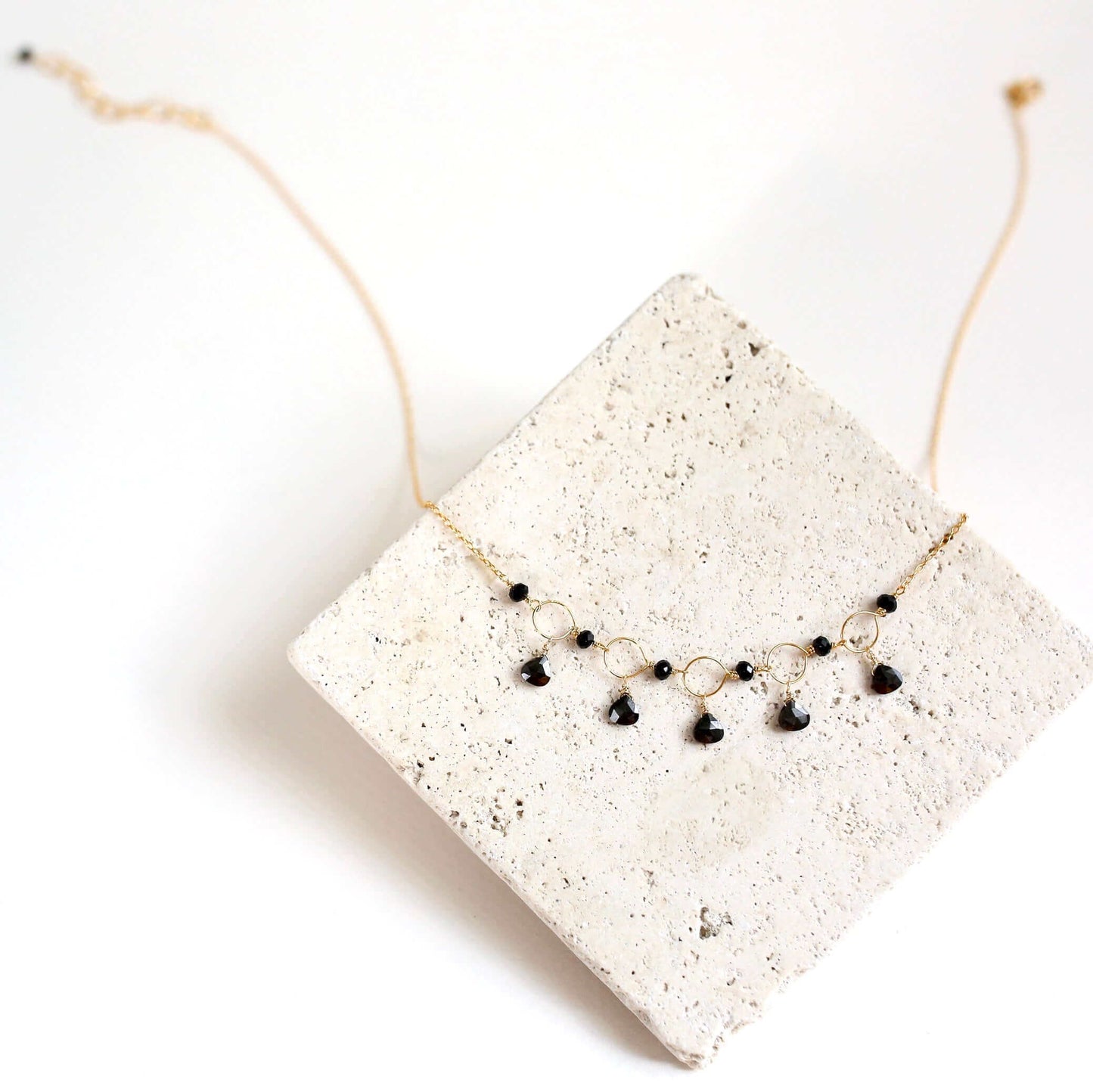 Black Spinel Gemstone Mini Sparkler Necklace