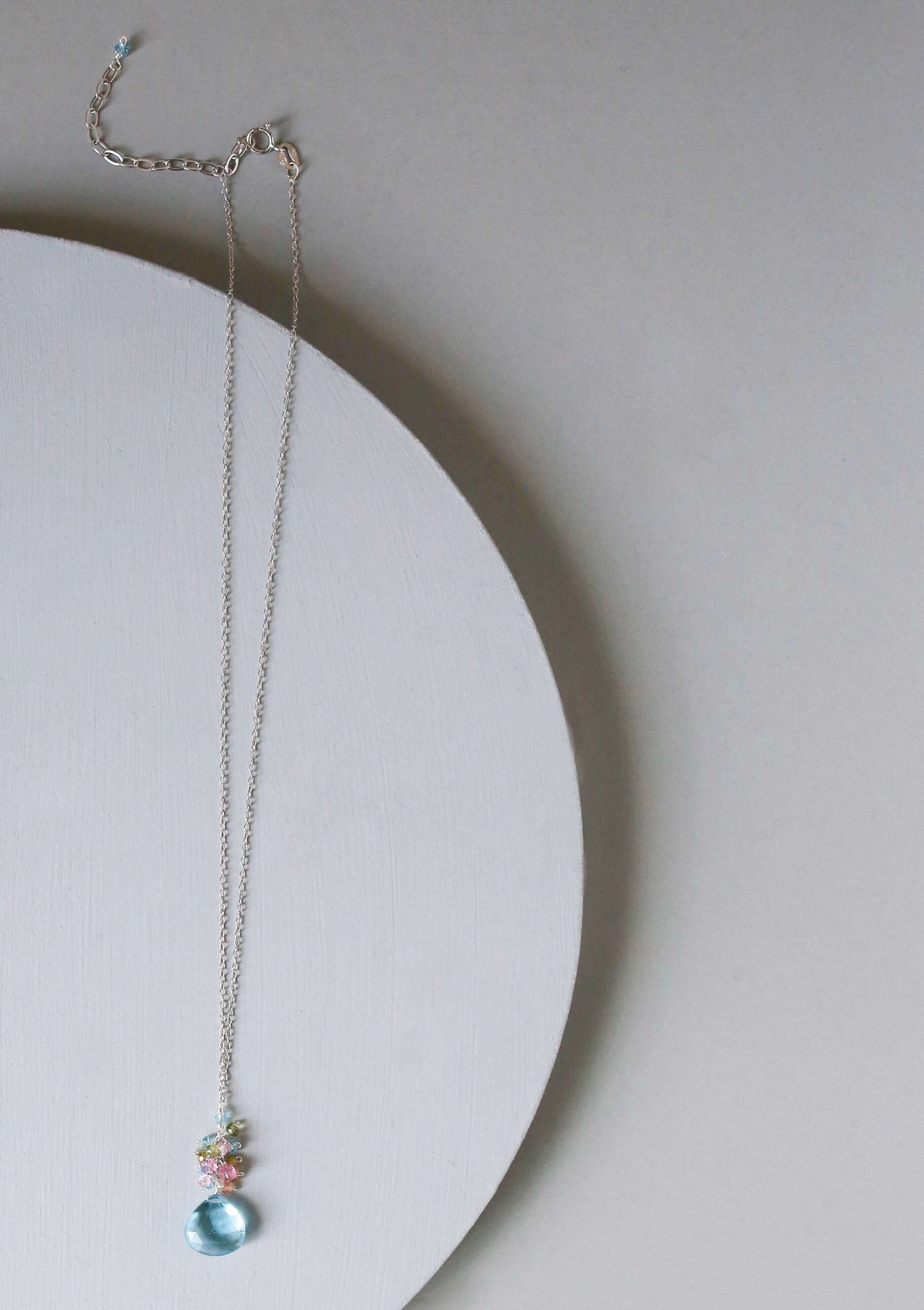 Aquamarine Quartz Gold Raindrop Necklace