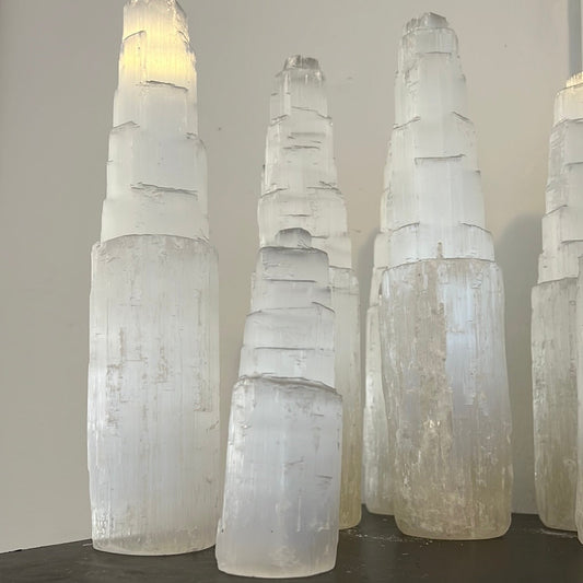 Tall Selenite tower crystal - Selenite Skycraper -12 inches - Concordia Style Boutique