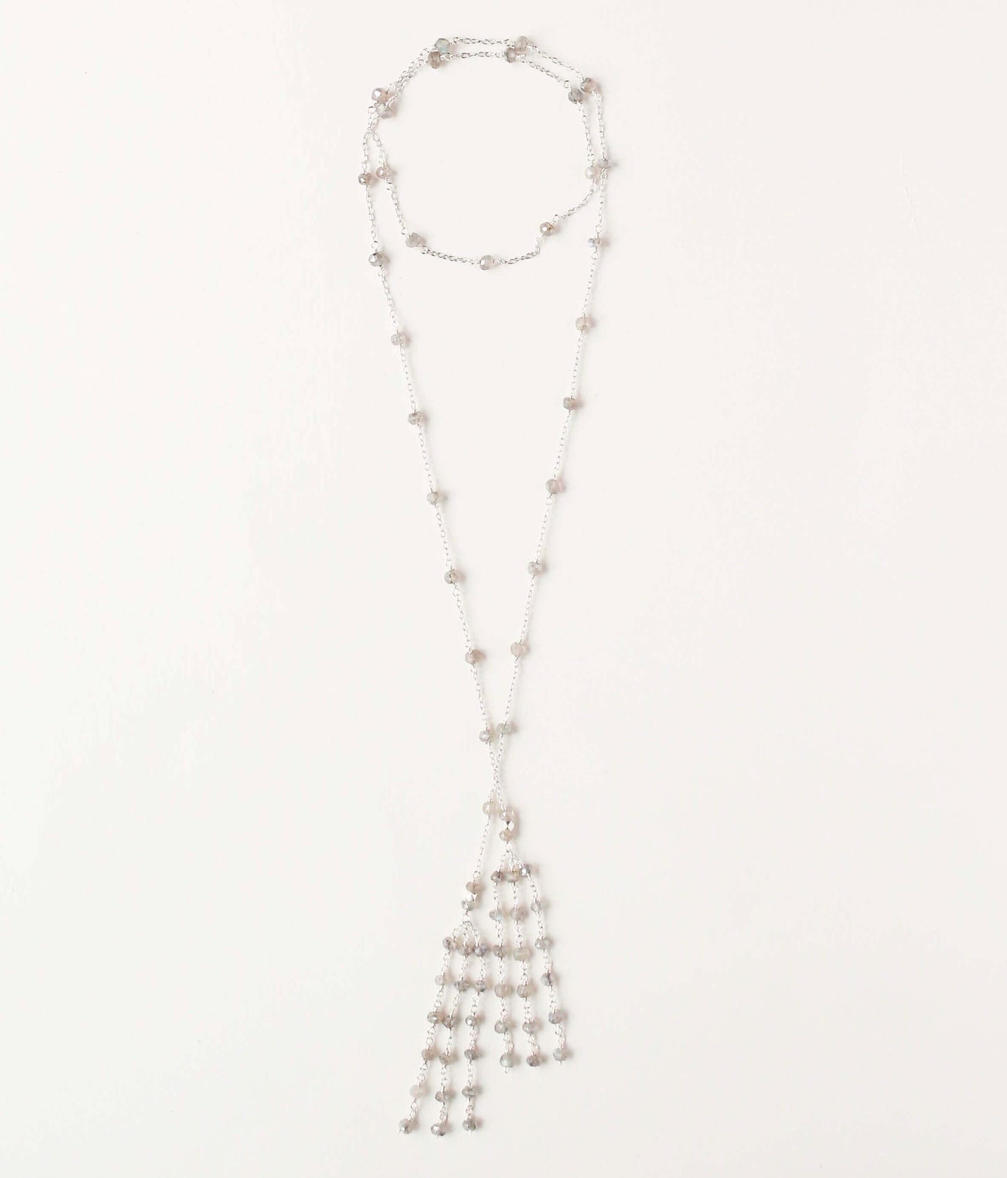Silver Ballet Lariat Necklace in Labradorite