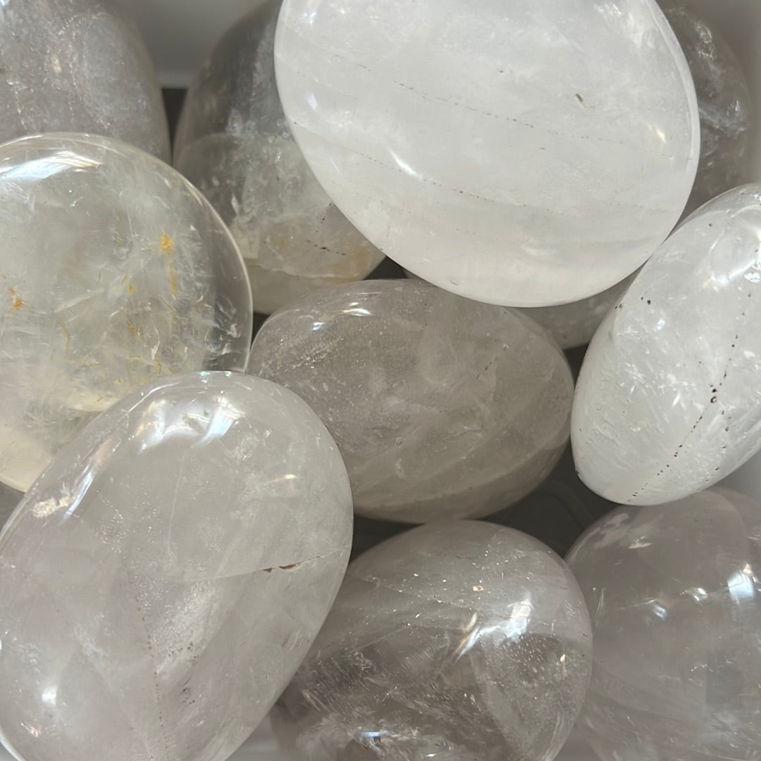Large Clear quartz Palm Stone - Concordia Style Boutique
