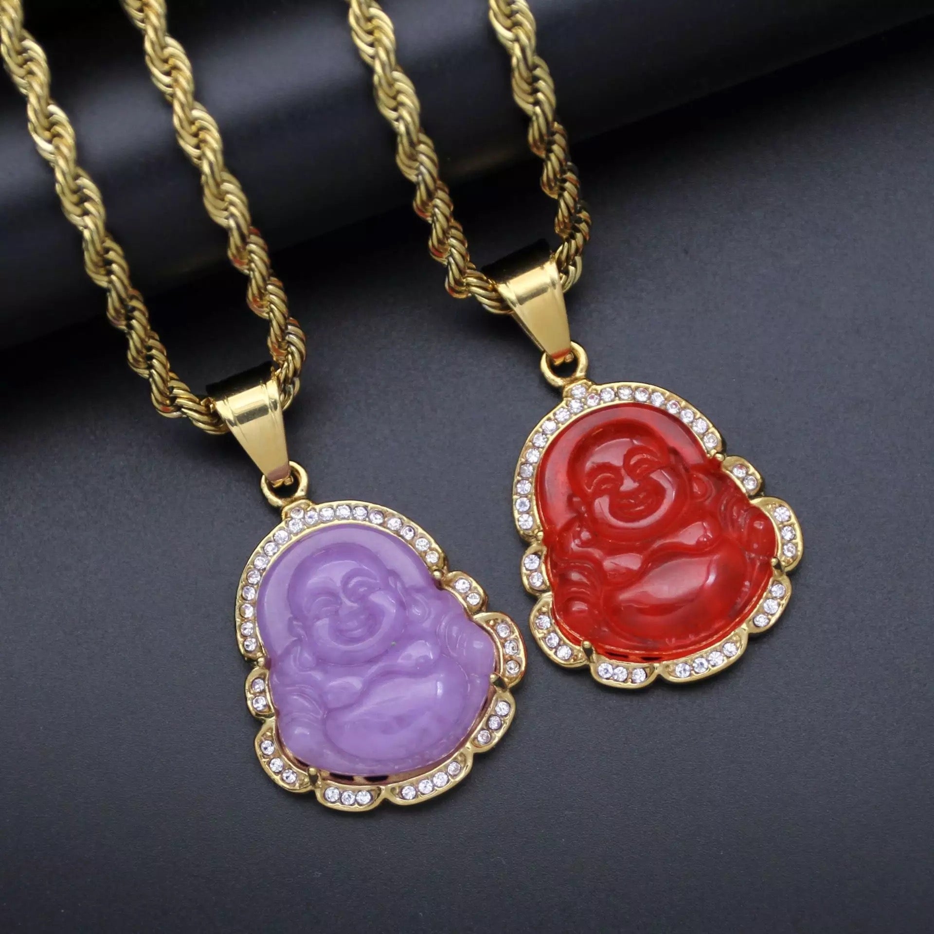 Smiling Buddha pendant necklace - Quartzite - Concordia Style Boutique