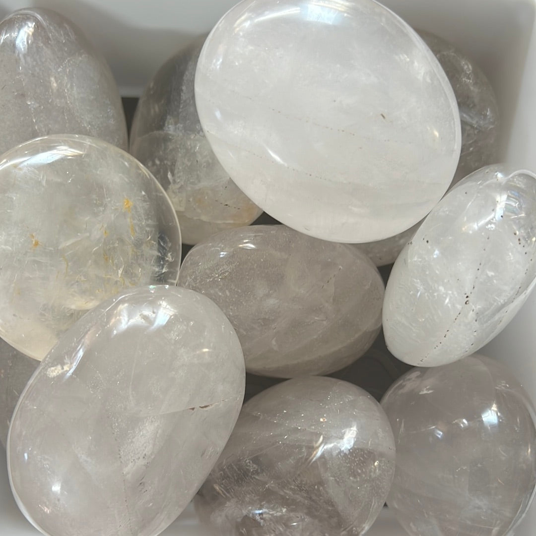 Large Clear quartz Palm Stone - Concordia Style Boutique
