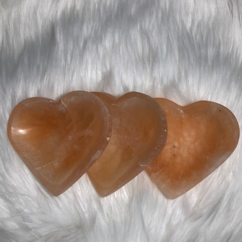 Selenite heart bowl - Peach Satin Spar bowl - Concordia Style Boutique