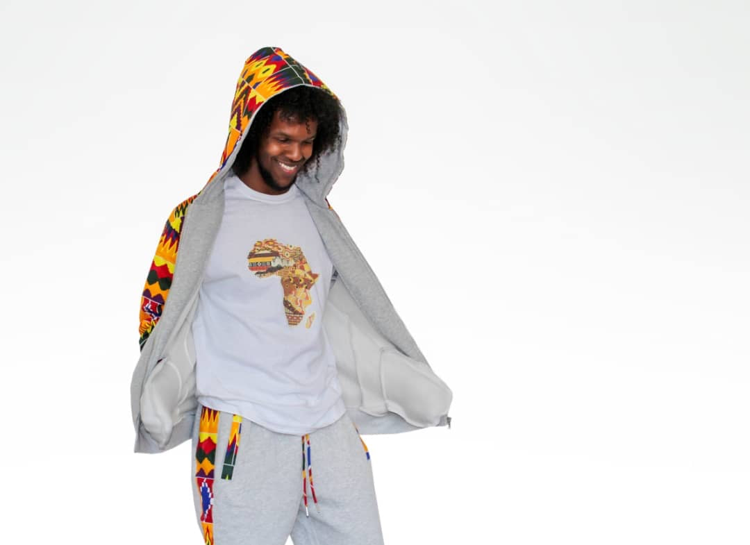 Grey Hoodie- Unisex | Kente gold - Concordia Style Boutique