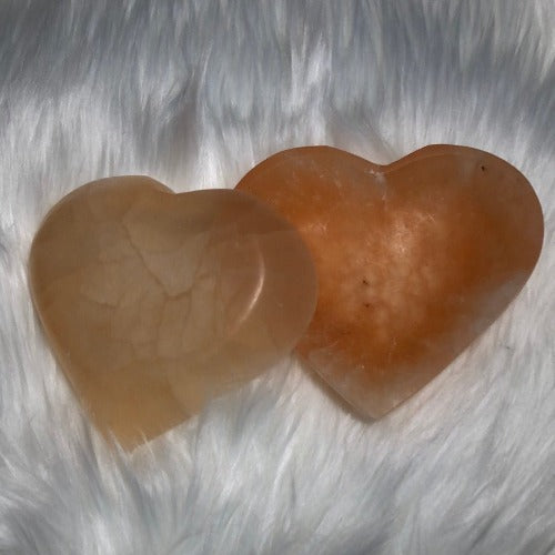 Selenite heart bowl - Peach Satin Spar bowl - Concordia Style Boutique