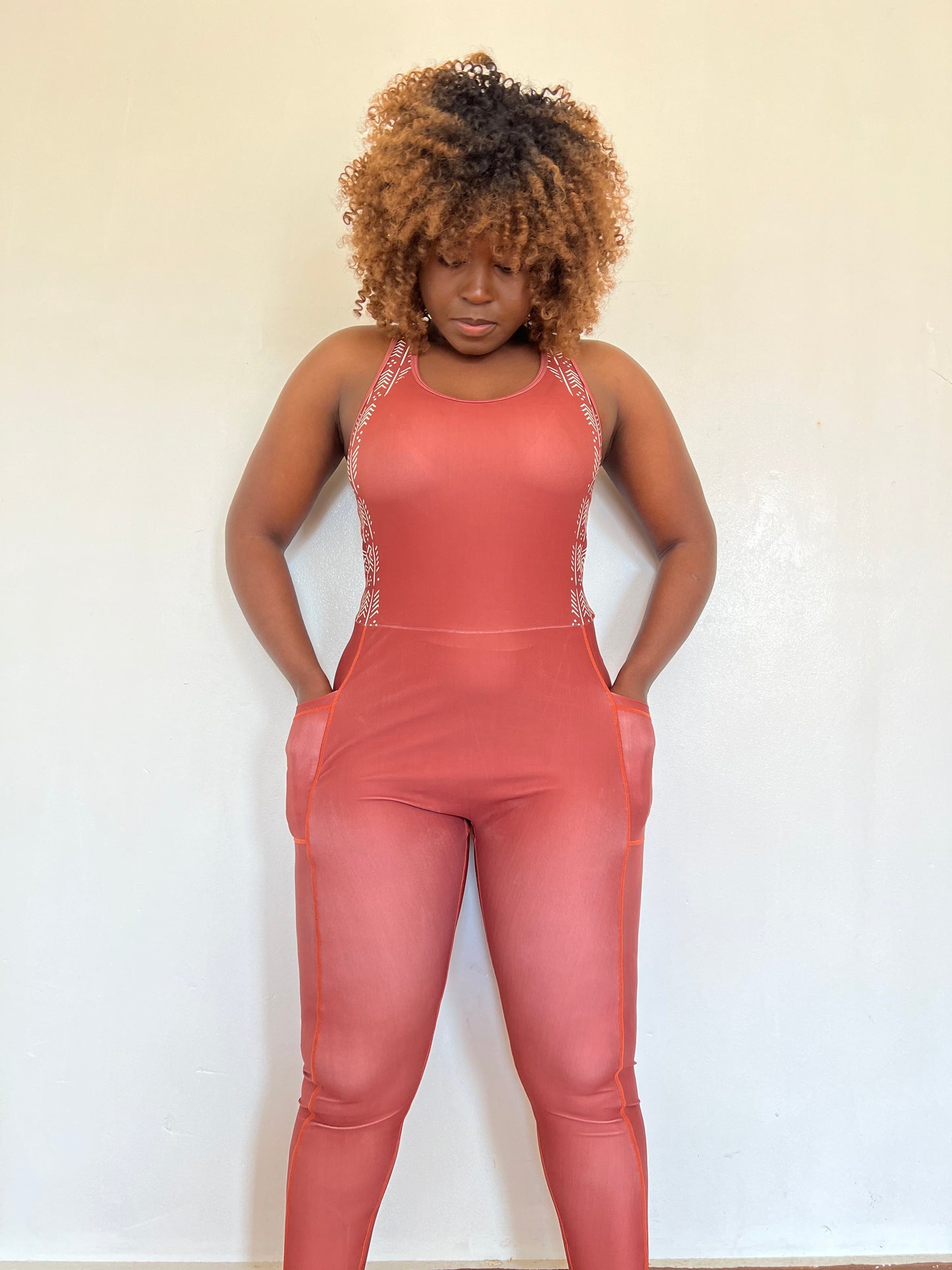 Brown nude onesie Yoga jumpsuit - Workout Unitard - Afua - Concordia Style Boutique