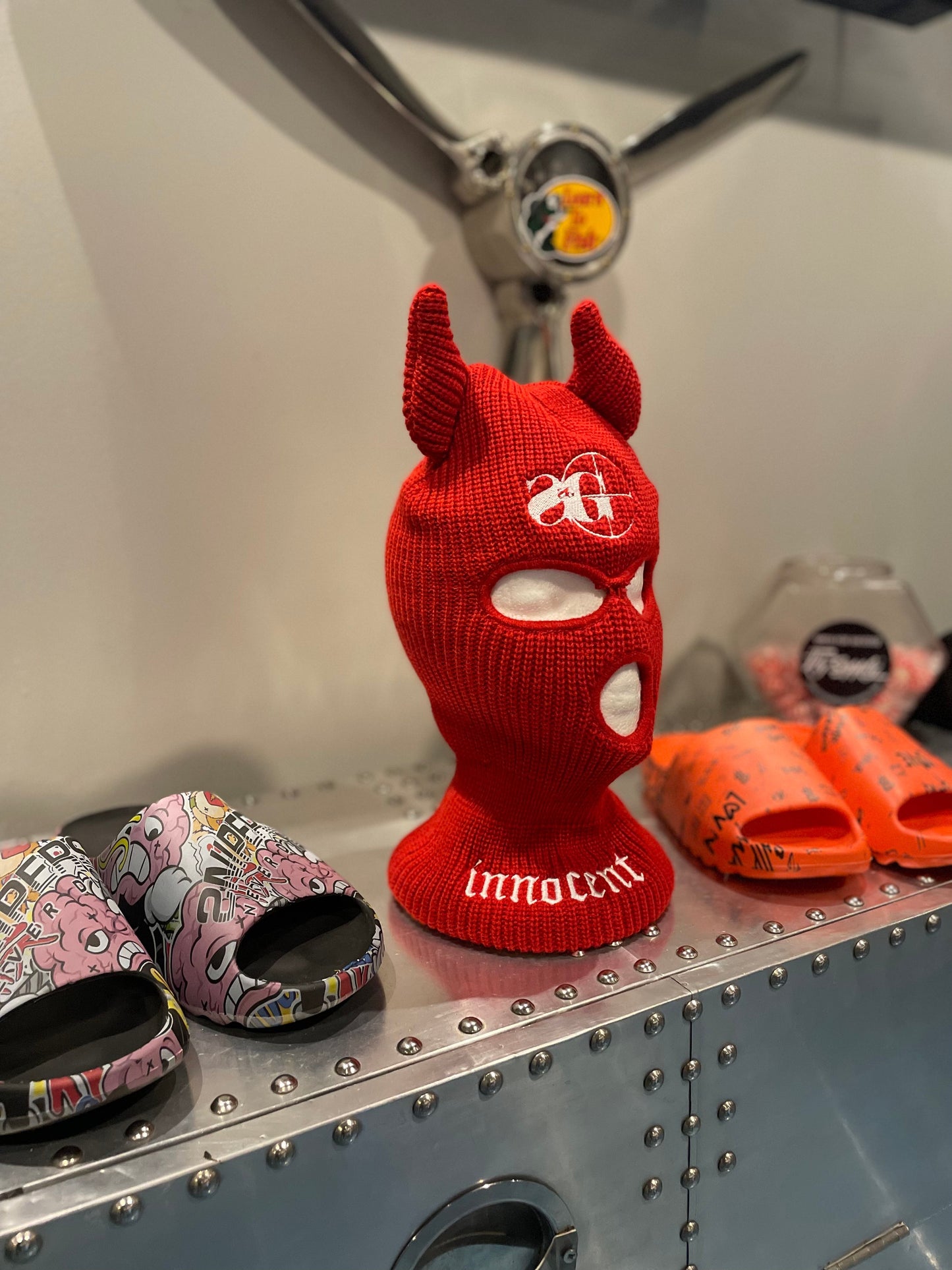 Ski Mask - Innocent (Devil Horns: RED/WHT) - Concordia Style Boutique