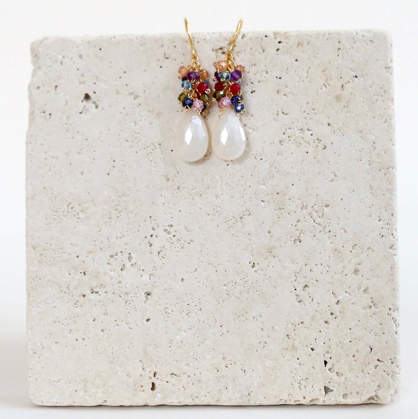 White Chalcedony Bala Earrings