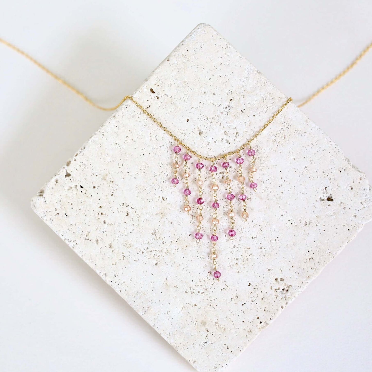 Pink Tourmaline Mini Fringe Necklace
