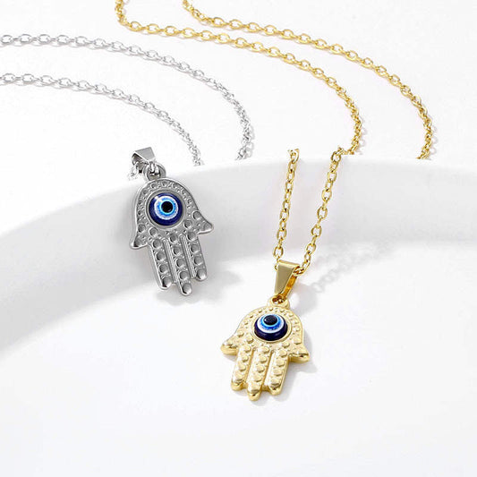 Hamsa Hand charm with Evil eye necklace - Concordia Style Boutique