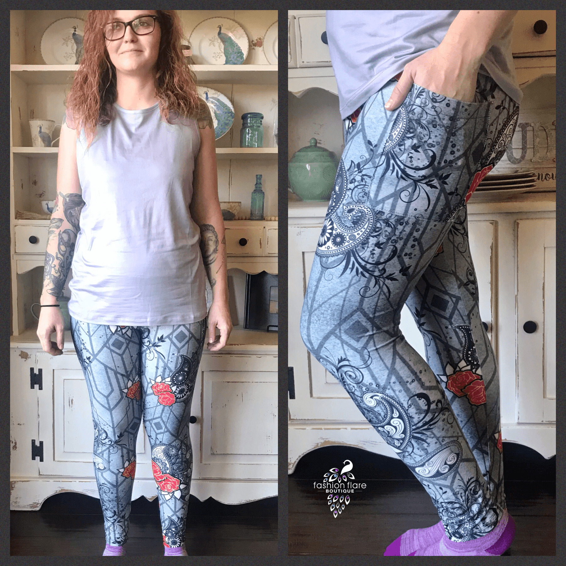 Leggings - Tattoo Rose (OS) - Concordia Style Boutique