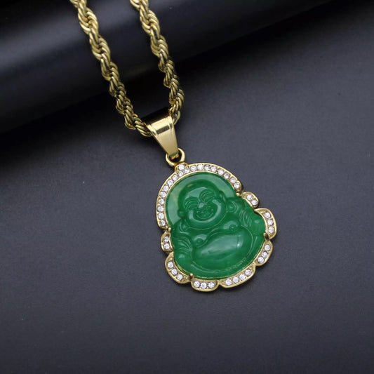 Smiling Buddha pendant necklace - Quartzite - Concordia Style Boutique