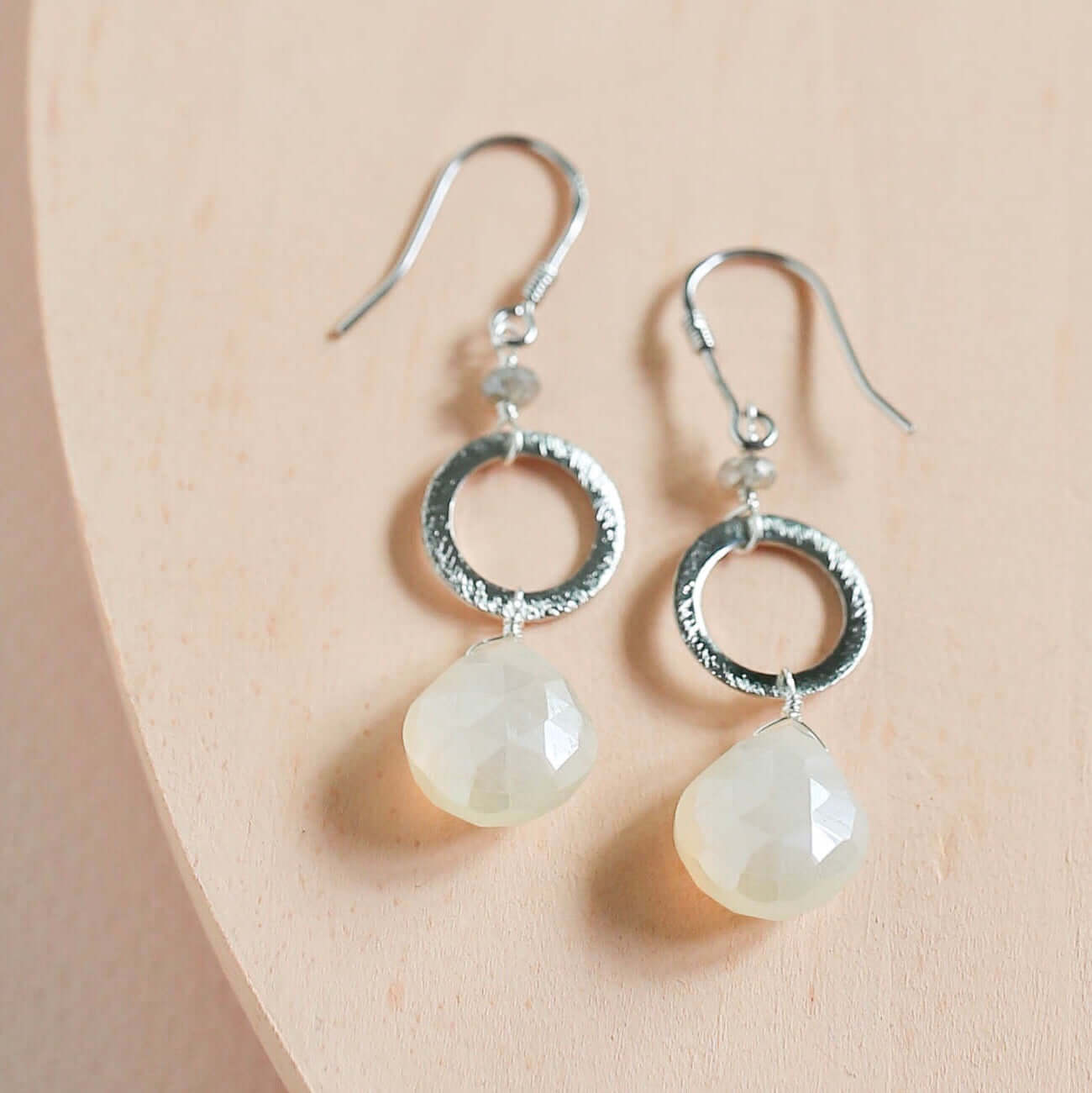 The Airie Earring - White Chalcedony Gold
