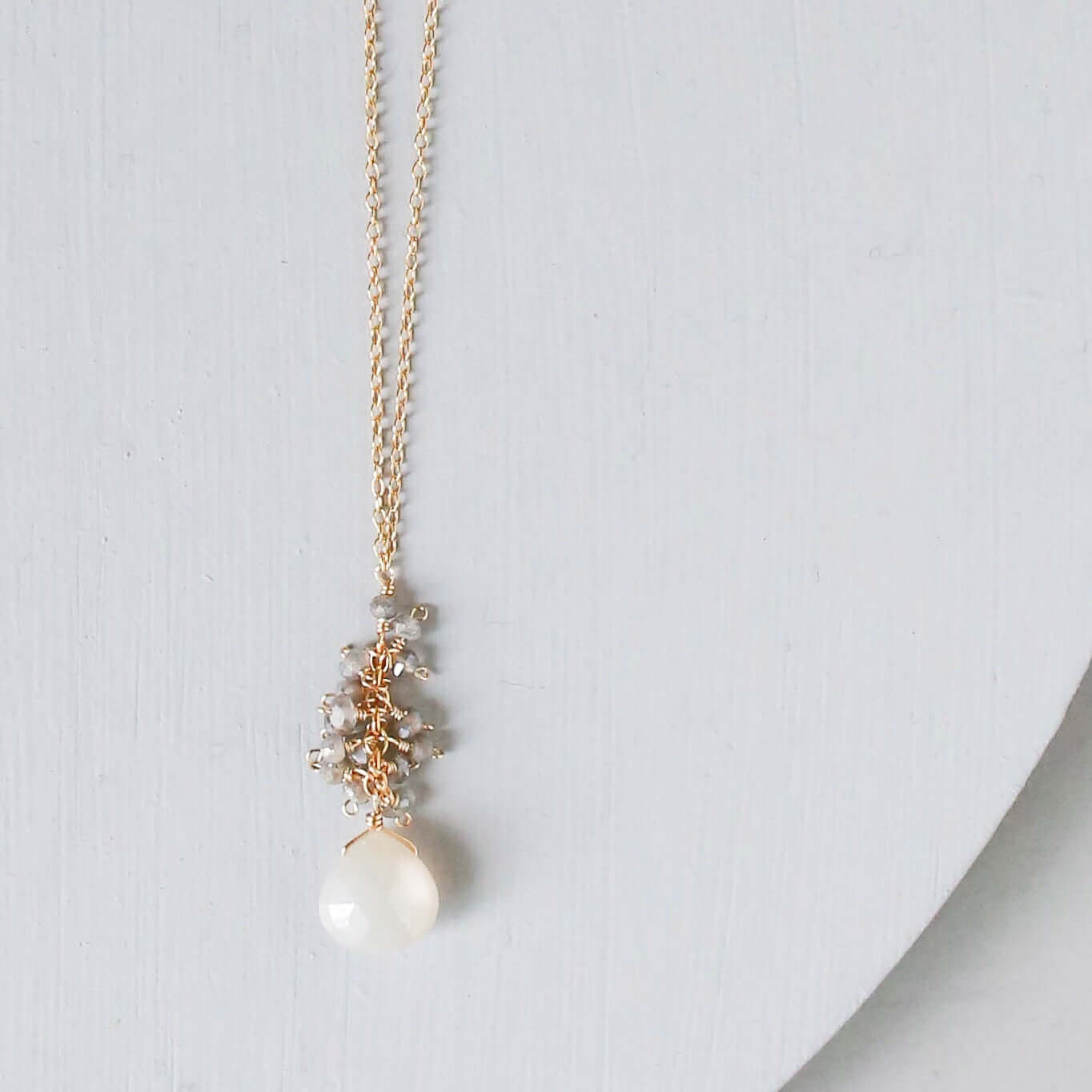 White Chalcedony Cluster Necklace