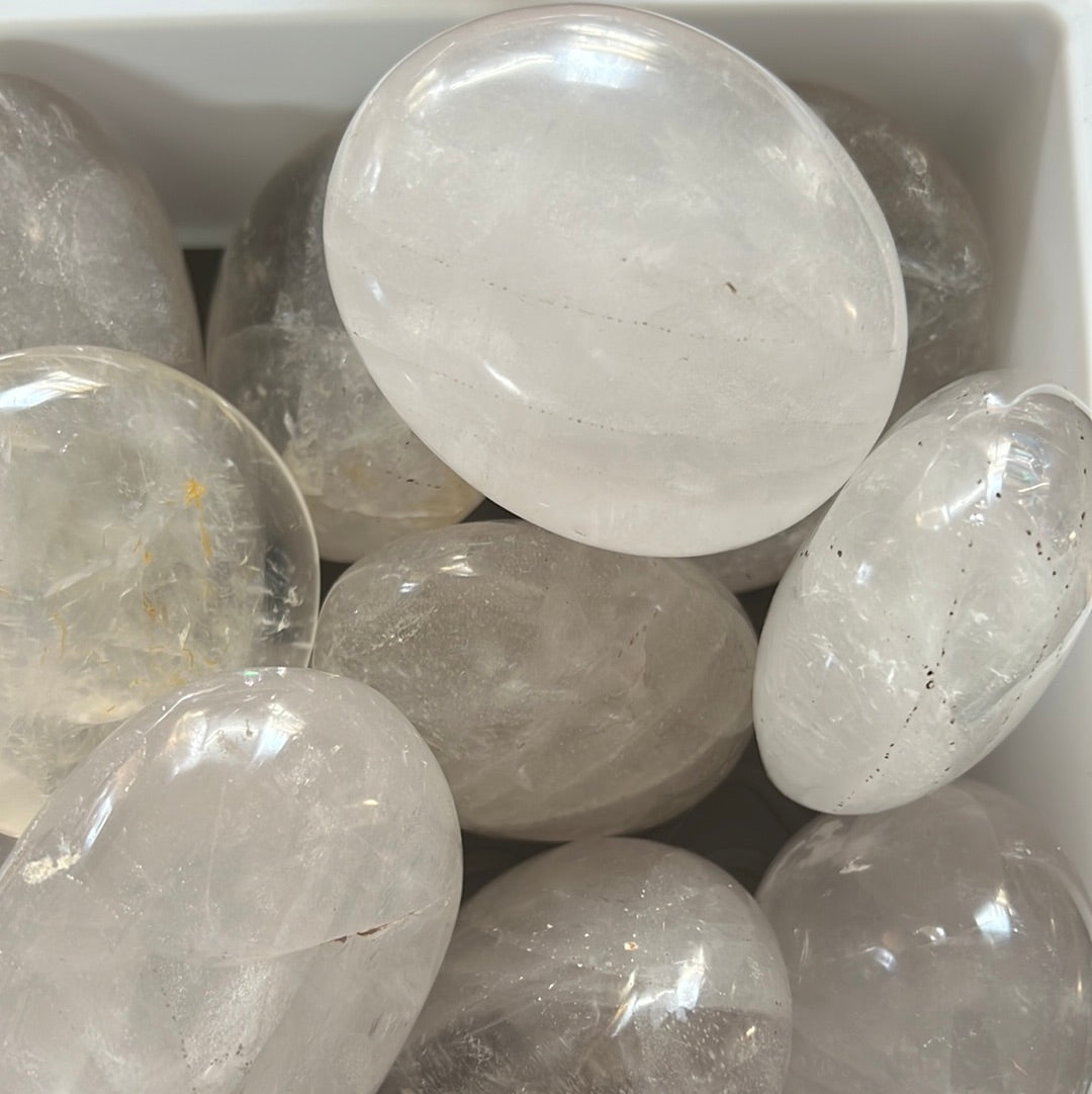 Large Clear quartz Palm Stone - Concordia Style Boutique