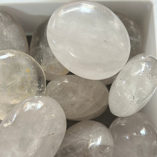 Large Clear quartz Palm Stone - Concordia Style Boutique