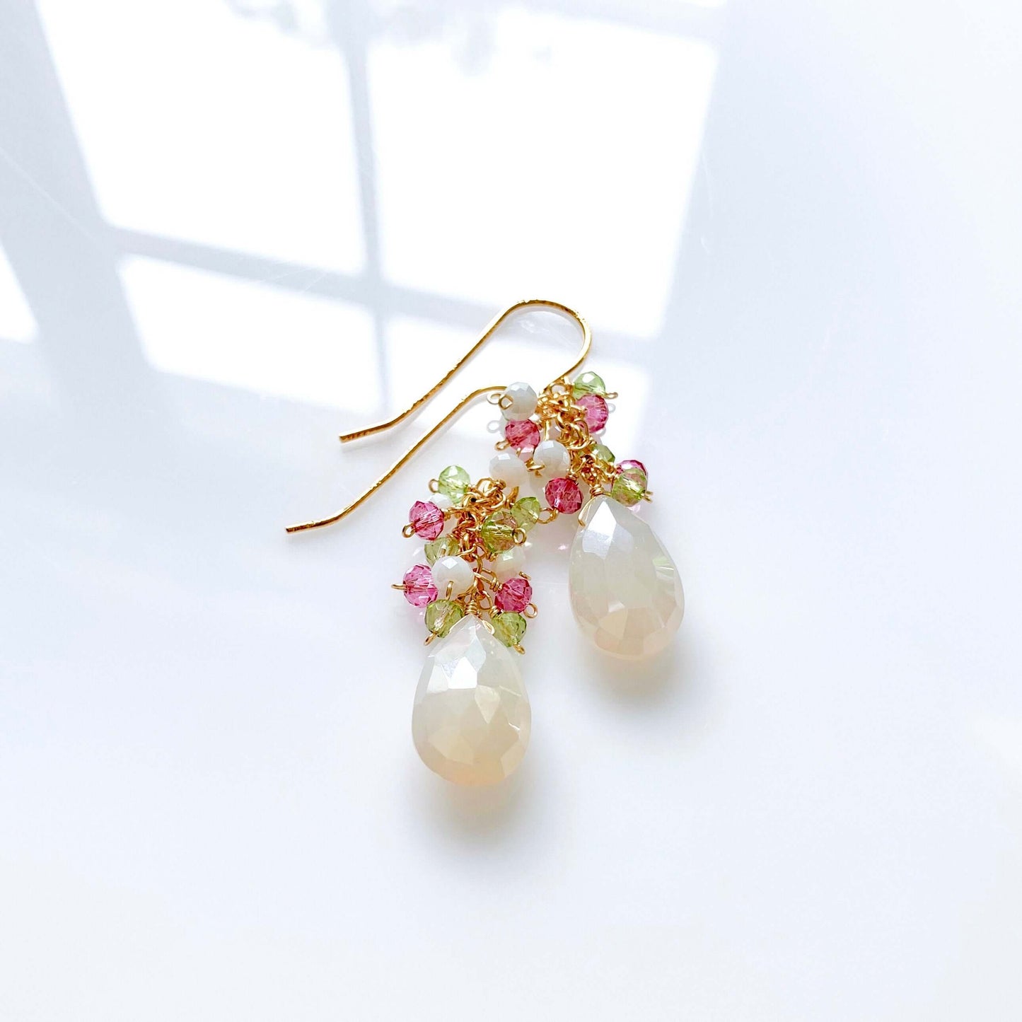 White Chalcedony Pastel Gemstone Earrings